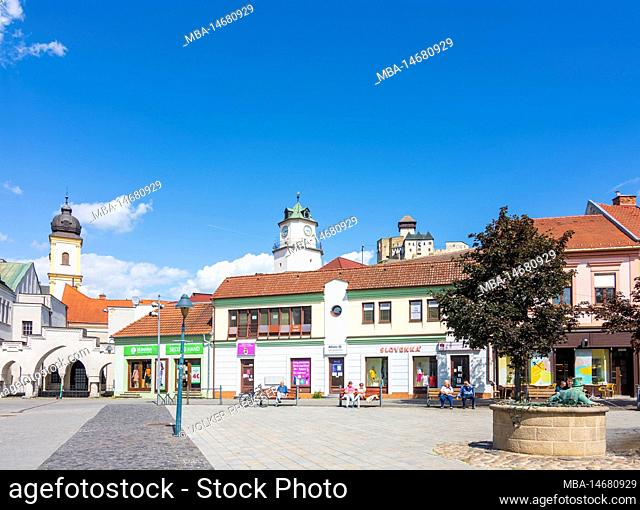 Trencin (Trentschin), Church and monastery of Piarists, Dol b na (Lower Gate), castle, square Sturovo namestie in Slovakia