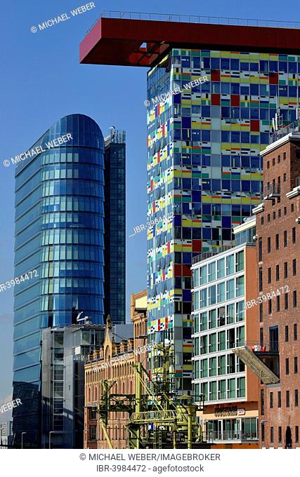 Colorium building with Innside Hotel, Media Harbour, Düsseldorf, North Rhine-Westphalia, Germany