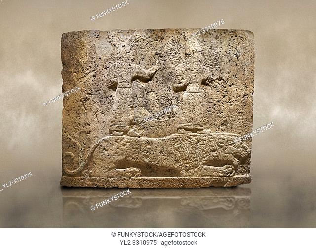 Photo of Hittite relief sculpted orthostat stone panel of Long Wall Limestone, KarkamÄ±s, (KargamÄ±s), Carchemish (Karkemish), 900-700 B. C