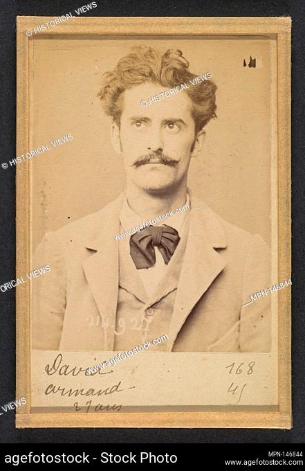 David. Armand, Auguste. 27 ans, né à Gien (Loiret). Faïencier. Anarchiste. 1/3/94. Artist: Alphonse Bertillon (French, 1853-1914); Date: 1894; Medium: Albumen...