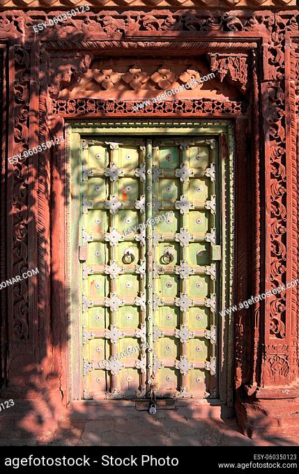 old obsolete wooden closed door in india