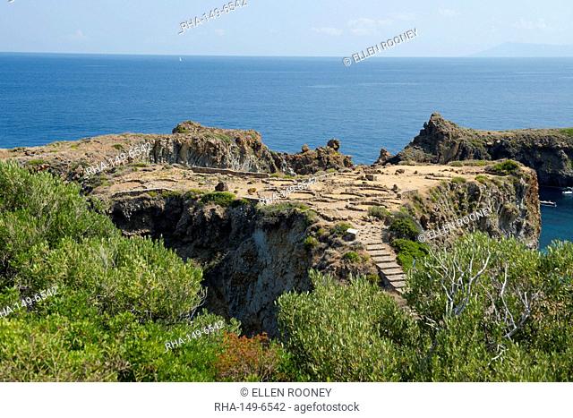 The Bronze Age village on Punta Milazzese on Panarea, The Aeolian Islands, UNESCO World Heritage Site, off Sicily, Messina Province, Italy, Mediterranean