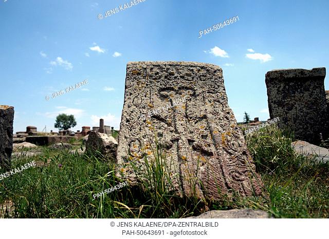 The medieval Noraduz cemetery with its diverse crosses carved in stone in Noraduz, Armenia, 24 June 2014. Photo: Jens Kalaene/dpa - NO WIRE SERVICE | usage...