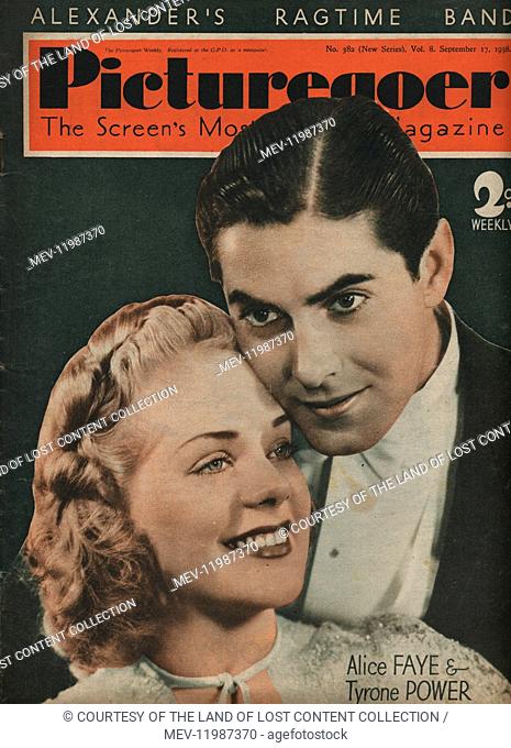 Picturegoer - 1938, Picturegoer, front cover, photograph, Alice Faye, Tyrone Power