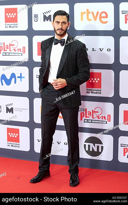 attends to Red Carpet of Platino Awards 2021 photocall on October 3, 2021 in Madrid, Spain