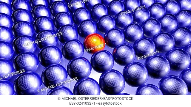 3D rendered Illustration. Abstract background of infinite spheres. Conceptual symbol for being different