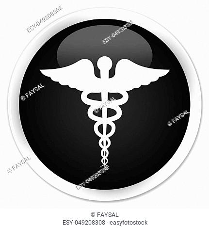 Medical icon black glossy round button