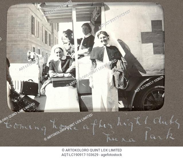 Digital Image - World War I, Group Portrait of Nurses & Soldier, Egypt, 1915-1917, Digital image of a photograph from an album compiled by Sister Selina Lily...