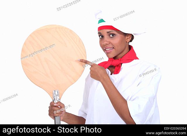 portrait of a female pizza chef
