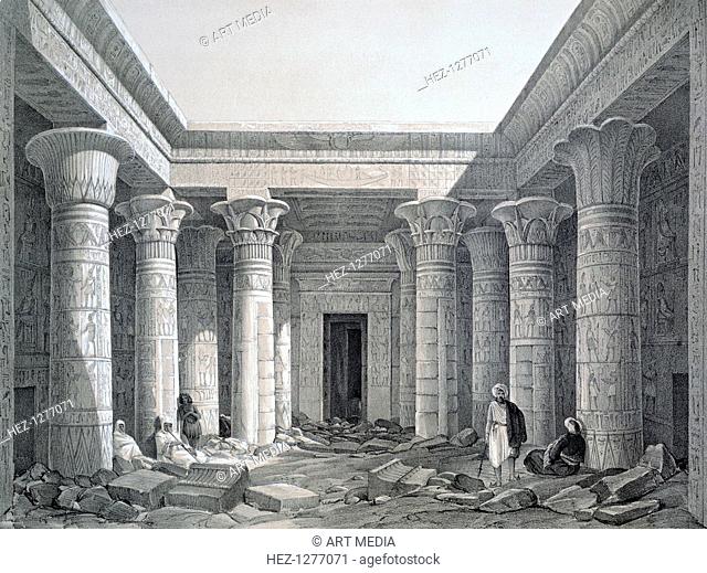 'Court of the Great Temple, Philae', Egypt, 1843. A print from Views on the Nile: from Cairo to the Second Cataract', drawn on stone by George Moore