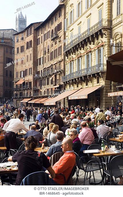 Stree cafe, restaurant, Piazza del Campo, Siena, Tuscany, Italy, Europe