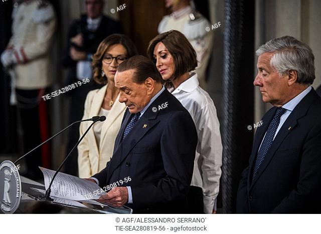 Silvio Berlusconi, Anna Maria Bernini, Antonio Tajani, Mariastella Gelmini during the press conference at the Quirinale of the Parliamentary Group 'Forza...