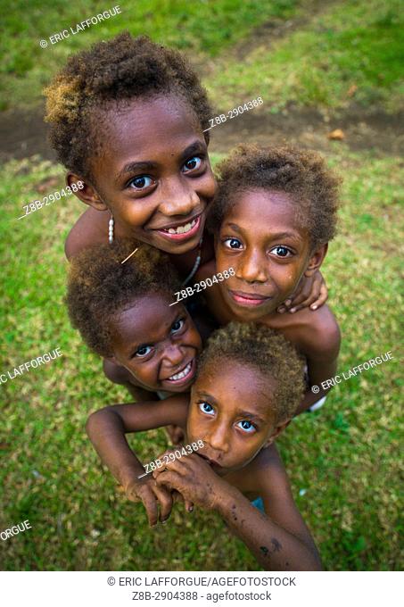 Group of Ni-Vanuatu children seen from above, Malampa Province, Malekula Island, Vanuatu