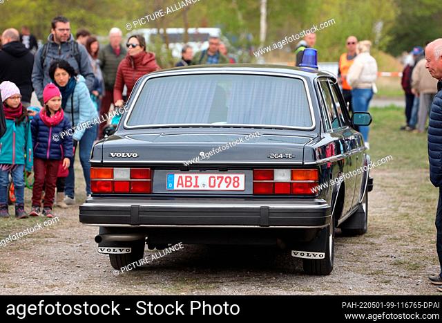 01 May 2022, Saxony-Anhalt, Thale: A GDR government vehicle is on the road at the Ostmobile Treffen. Collector Sven Piesche has purchased the Volvo 264 TE from...