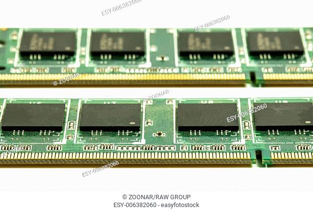 Two laptop CPU chips isolated on white