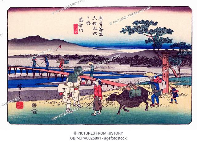 Japan: Echigawa-juku (????), Station 65 of 'The Sixty-Nine Stations of the Nakasendo (Kisokaido)' Utagawa Hiroshige (1835-1838)