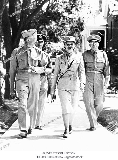 Oveta Culp Hobby, Director of the Women's Army Auxiliary Corps, at Fort Des Moines. July 21, 1942. She inspected the women's facilities with Col