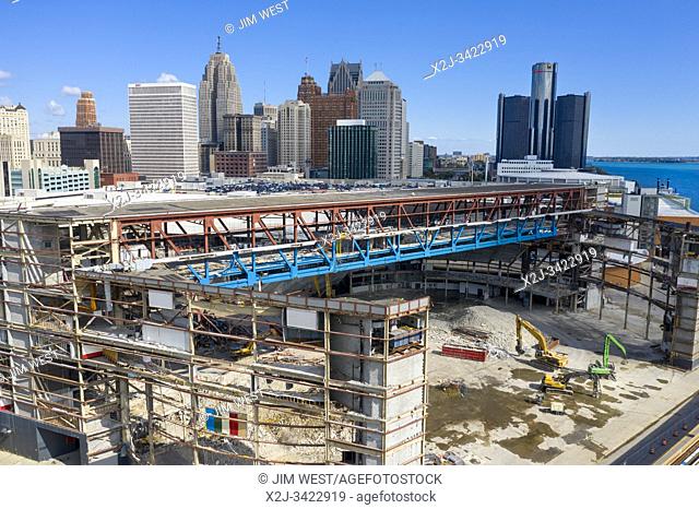 Detroit, Michigan - Demolition of the Joe Louis Arena, former home of the Detroit Red Wings team in the National Hockey League from 1979 to 2017