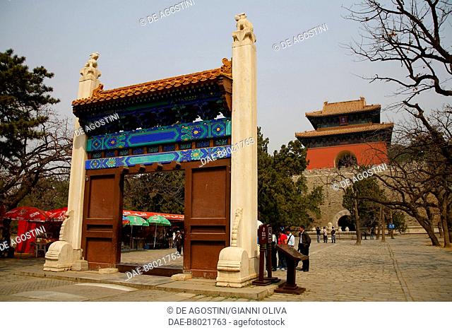 Gate at the entrance to the Sacred Way, Ming Dynasty tombs (UNESCO World Heritage List, 2000), near Beijing, China