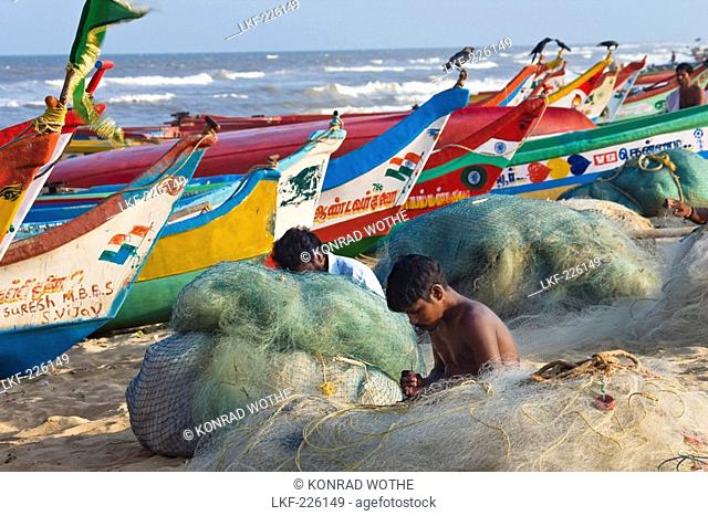 fishermen at Marina Beach, Chennai, India