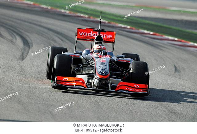Heikki Kovalainen in the McLaren-Mercedes MP4-24 during Formula One testing sessions on Circuit de Catalunya near Barcelona, Spain
