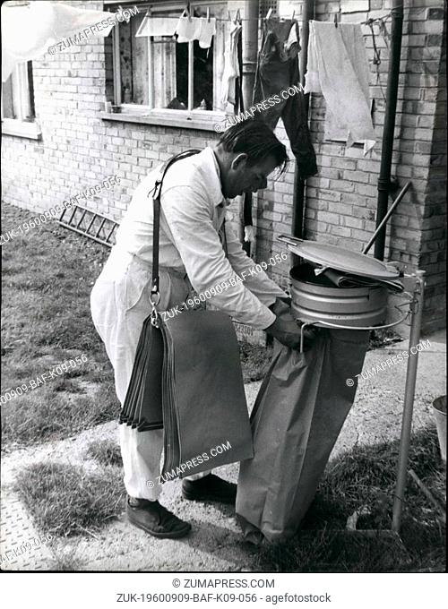 Sep. 09, 1960 - And Now It's Dustmen Dressed In White: That celebrated refuse collector - or the dustman were to be seen in Sittingbourne, Kent, yesterday