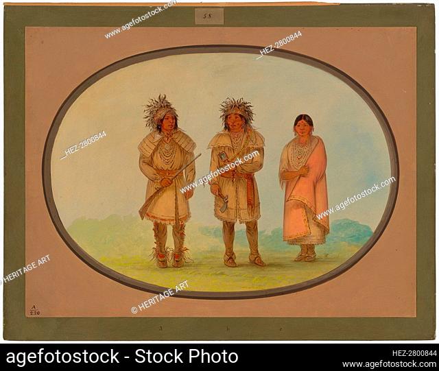 Three Peoria Indians, 1861/1869. Creator: George Catlin