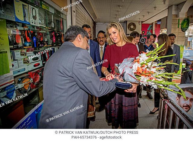 Queen Maxima of the Netherlands visits the Easy Paisa telecom store during a field visit in Rawalpindi and islamabad on 10 february 2016