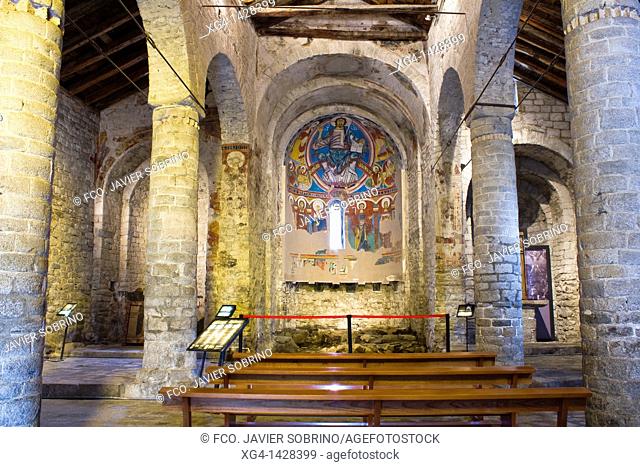 Inside the Romanesque church of Sant Climent de Taüll - Vall de Boi - Lleida Province - Catalonia - Cataluña - Spain