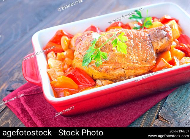 baked vegetables with meat