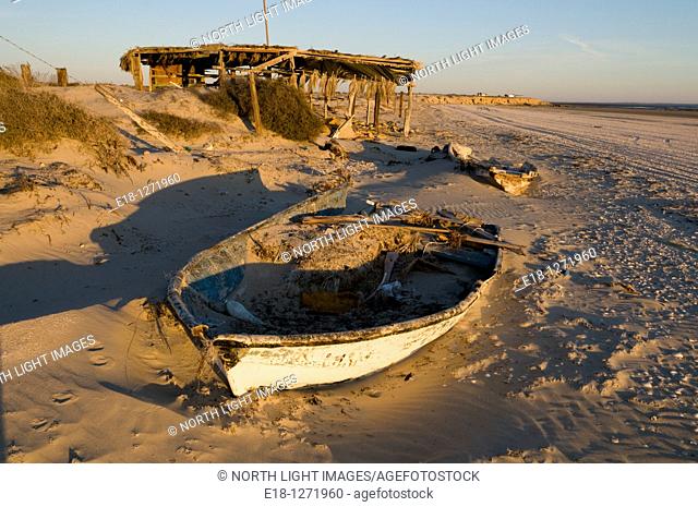 Mexico, Sonora, Rocky Point, Puerto Penasco  Abandoned beach enterprise on the Sea of Cortez