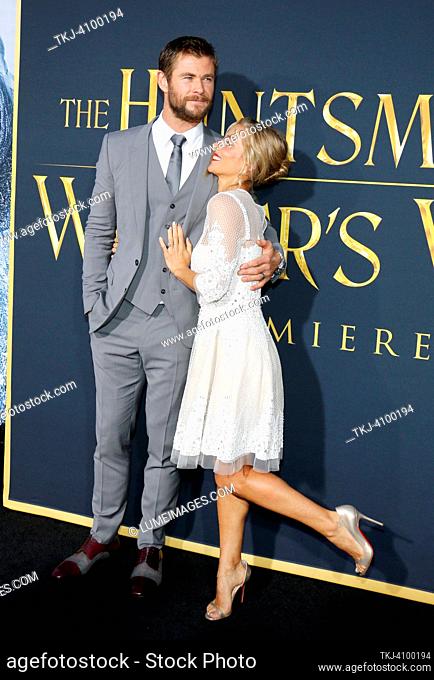 Chris Hemsworth and Elsa Pataky at the Los Angeles premiere of 'The Huntsman: Winter's War' held at the Regency Village Theatre in Westwood, USA on April 11