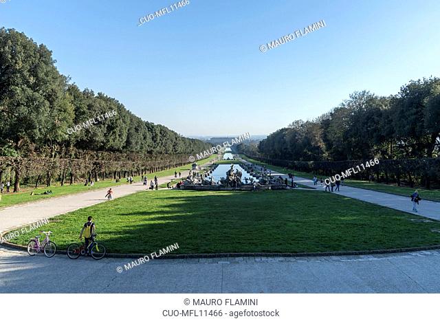 Royal garden of the Royal Palace of Caserta, Reggia di Caserta one of the largest royal residences in the world, UNESCO World Heritage Site, Caserta, Campania