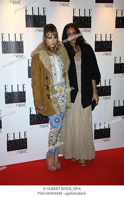 Model Suki Waterhouse and singer Arlissa arrive at the Elle Style Awards at The Savoy Hotel in London, England, on 11 February 2013