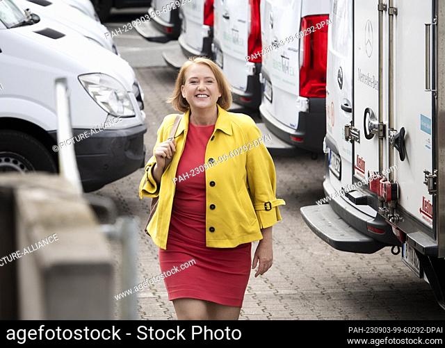 03 September 2023, Berlin: Federal Minister for Family Affairs Lisa Paus (Greens) arrives at a celebration of the Berliner Tafel