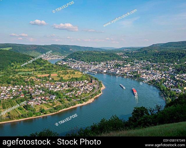 Several barges on the Rhine near Boppard