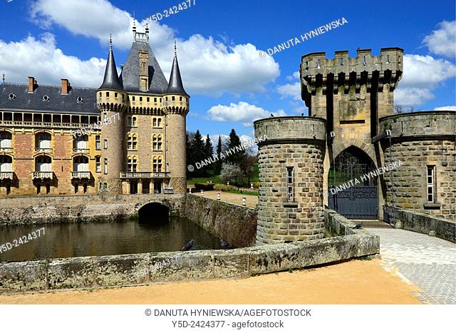 Main entrance to Castle in La Clayette, La Clayette Chateau, Saône-et-Loire department, region of Bourgogne, Burgundy, France