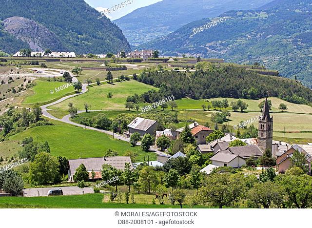 France, Hautes Alpes, Eygliers village, Mont Dauphin behind