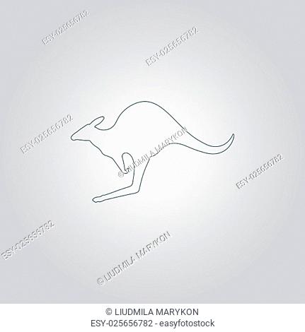 Kangaroo. Flat web icon or sign isolated on grey background. Collection modern trend concept design style vector illustration symbol
