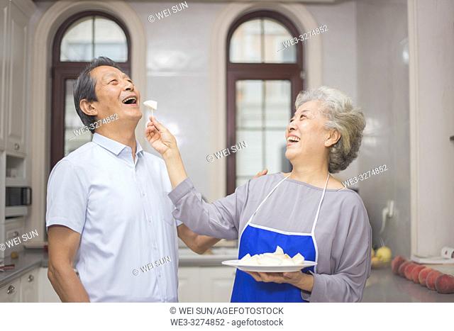 Elderly couple in the kitchen