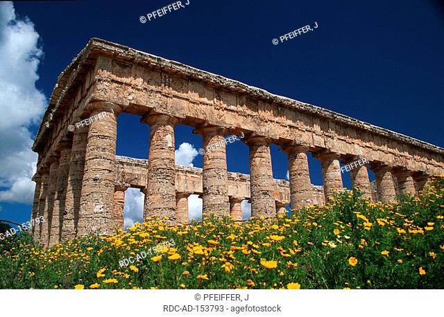 Ruins of greek temple valley of temples Segesta Sicily Italy