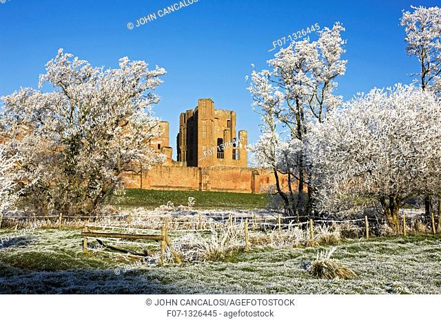 Hoarfrost - Warwickshire - England - Showing Kenilworth Castle - Partially destroyed during English Civil War