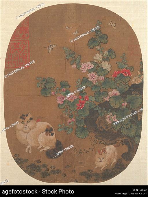 Hollyhocks and Cats. Artist: Unidentified Artist; Artist: In the style of Luo Zonggui (Chinese, active 1228-1234); Period: Ming dynasty (?) (1368-1644);...
