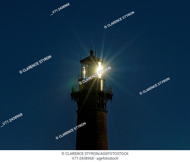 Currituck Beach Lighthouse with Morning Sunlight Reflected