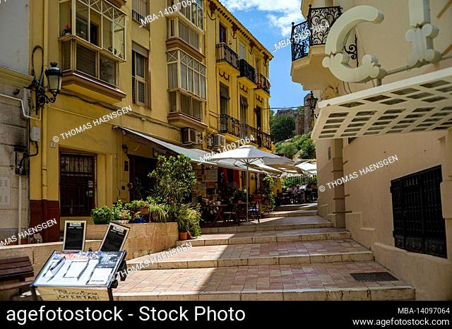malaga, andalusia, spain: some impressions of the historic center of malaga city on a warm day in spring