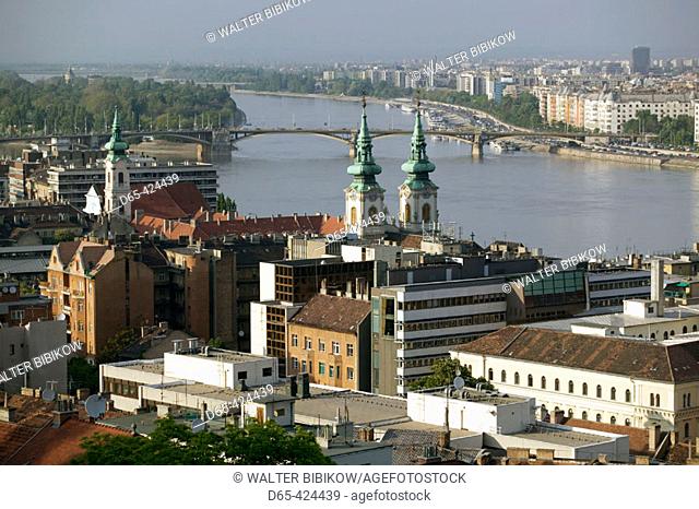 Castle Hill View of Danube River & Vizivaros (Watertown) Area. Buda. Budapest. Hungary. 2004