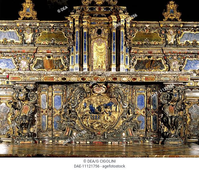 Detail of the high altar by Giovanni Battista Riccardi (1726-1762), Church of St Alexander in Zebedia, Milan. Italy, 17th century