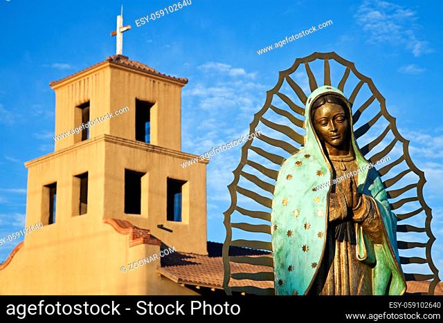 Mary Of Guadalupe in front of Sanctuary Of Guadalupe, Santa Fe, New Mexico