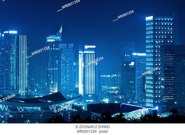 night scene of shenzhen city