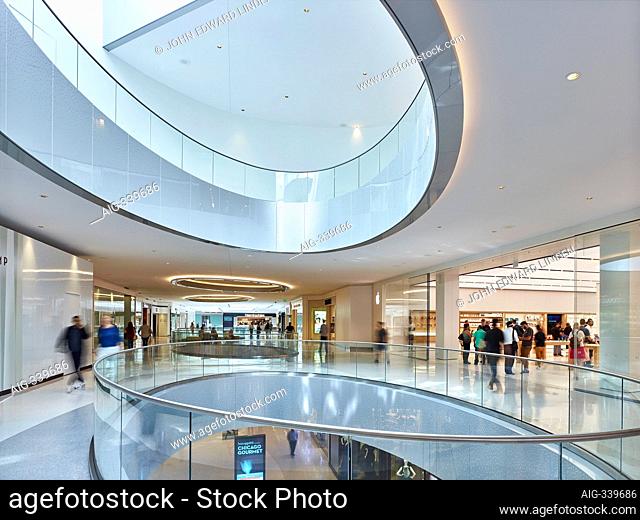Interior view of the Beverly Center, Beverly Hills, Los Angeles, California, USA, after completed modernization in September 2018